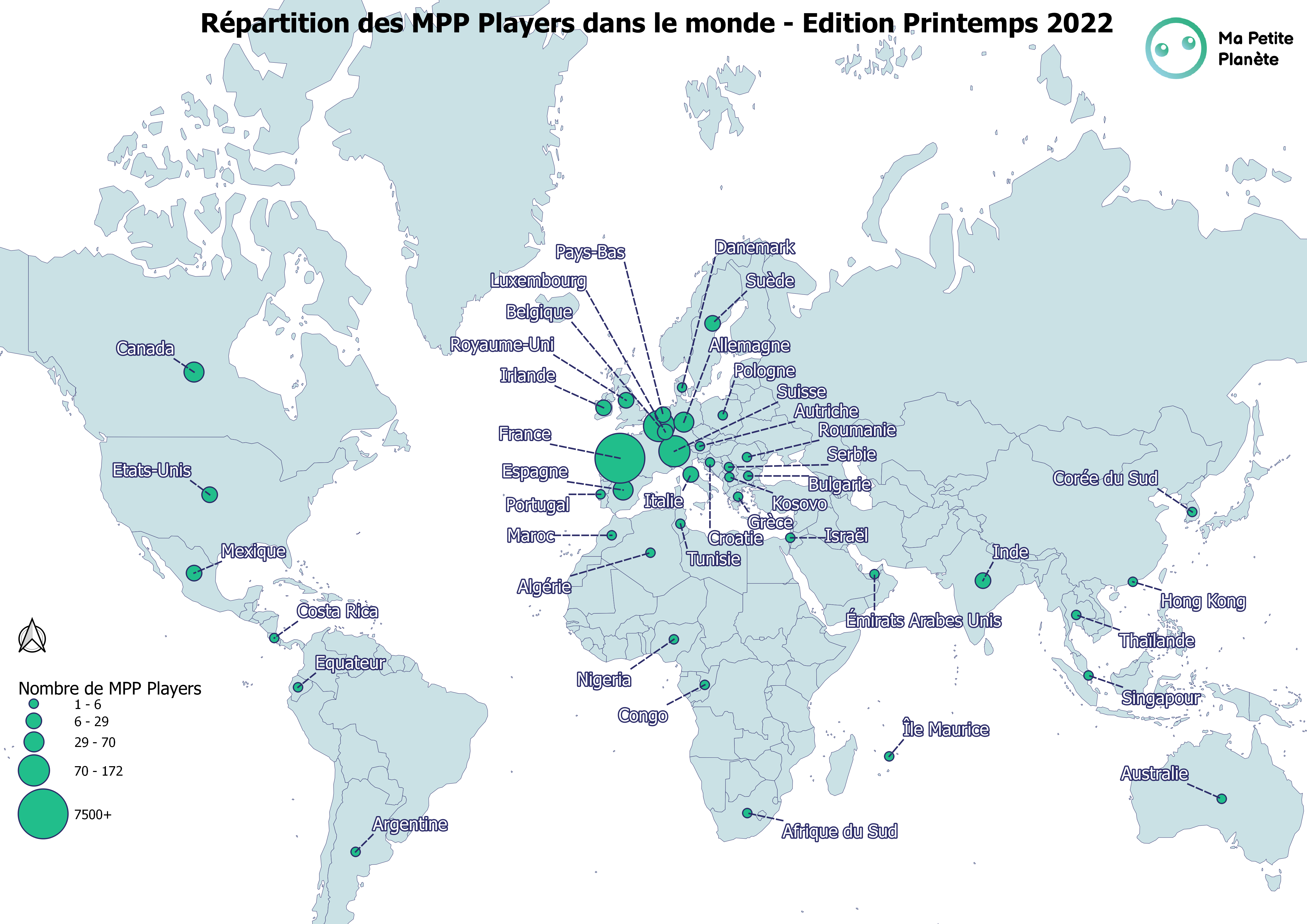 RÃ©partition des MPP Players dans le monde lors de l'Ã©dition du Printemps 2022
