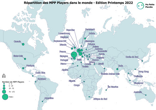 Distribución de los jugadores del MPP en el mundo durante la edición de primavera de 2022