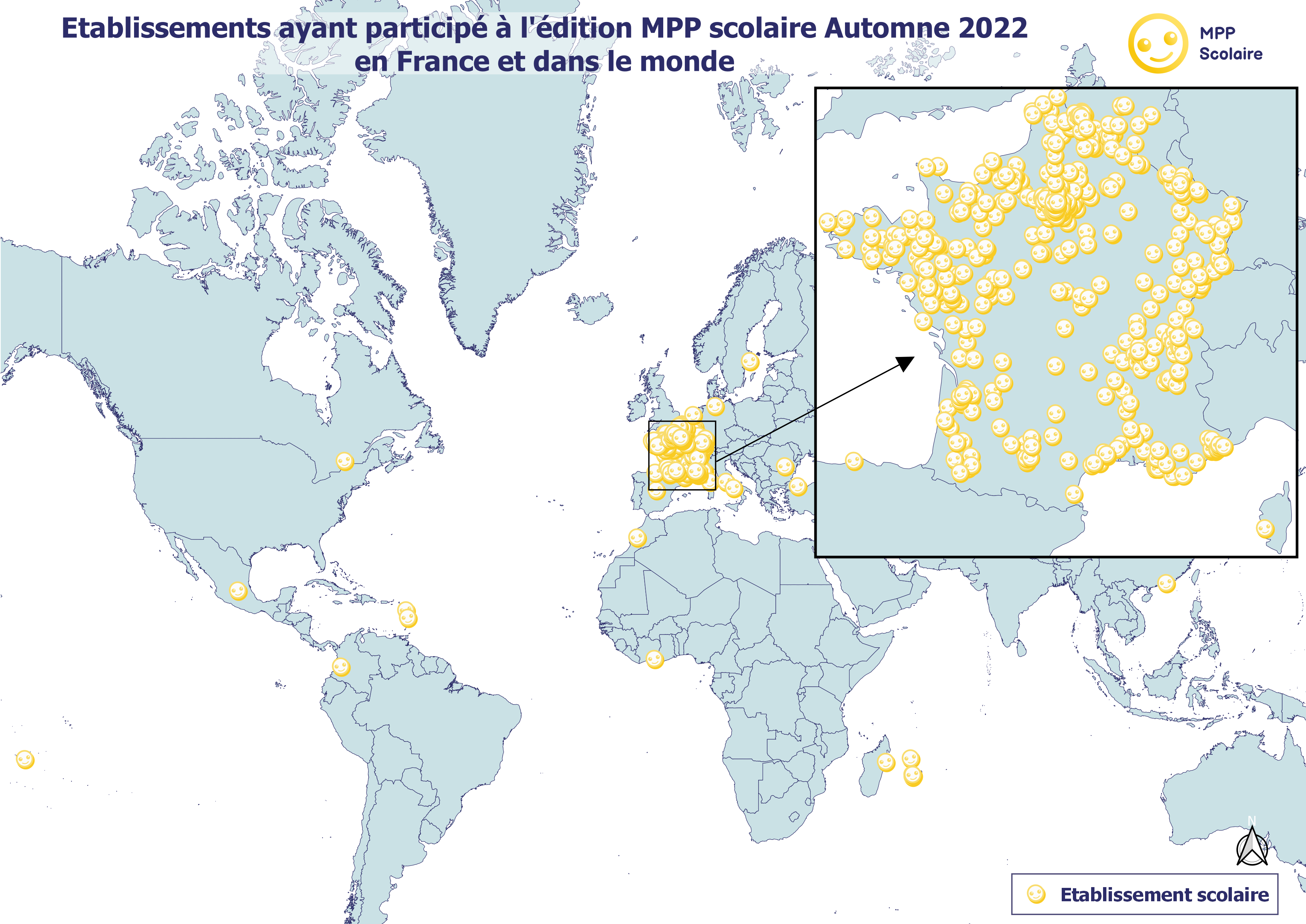 map of the world where students playing MPP are located